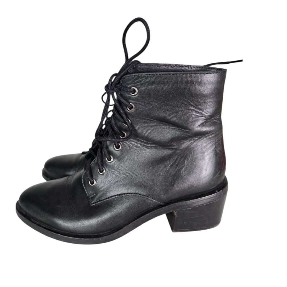 Jeffrey Campbell Zephyr Boot Black Leather Bootie Ankle Lace Up Combat Prairie 8